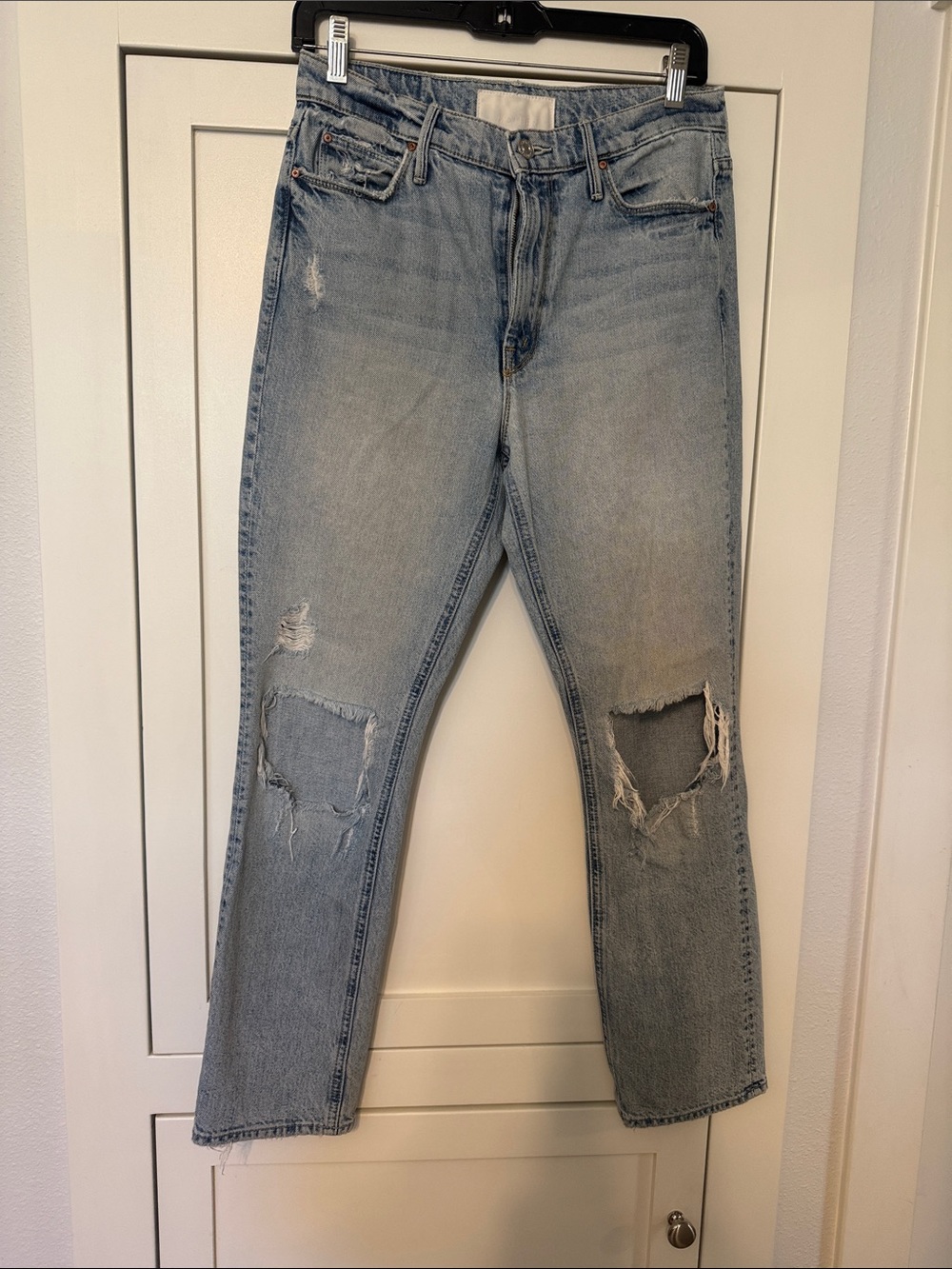 MOTHER denim Light Blue Distressed Jeans - Casual Straight Fit